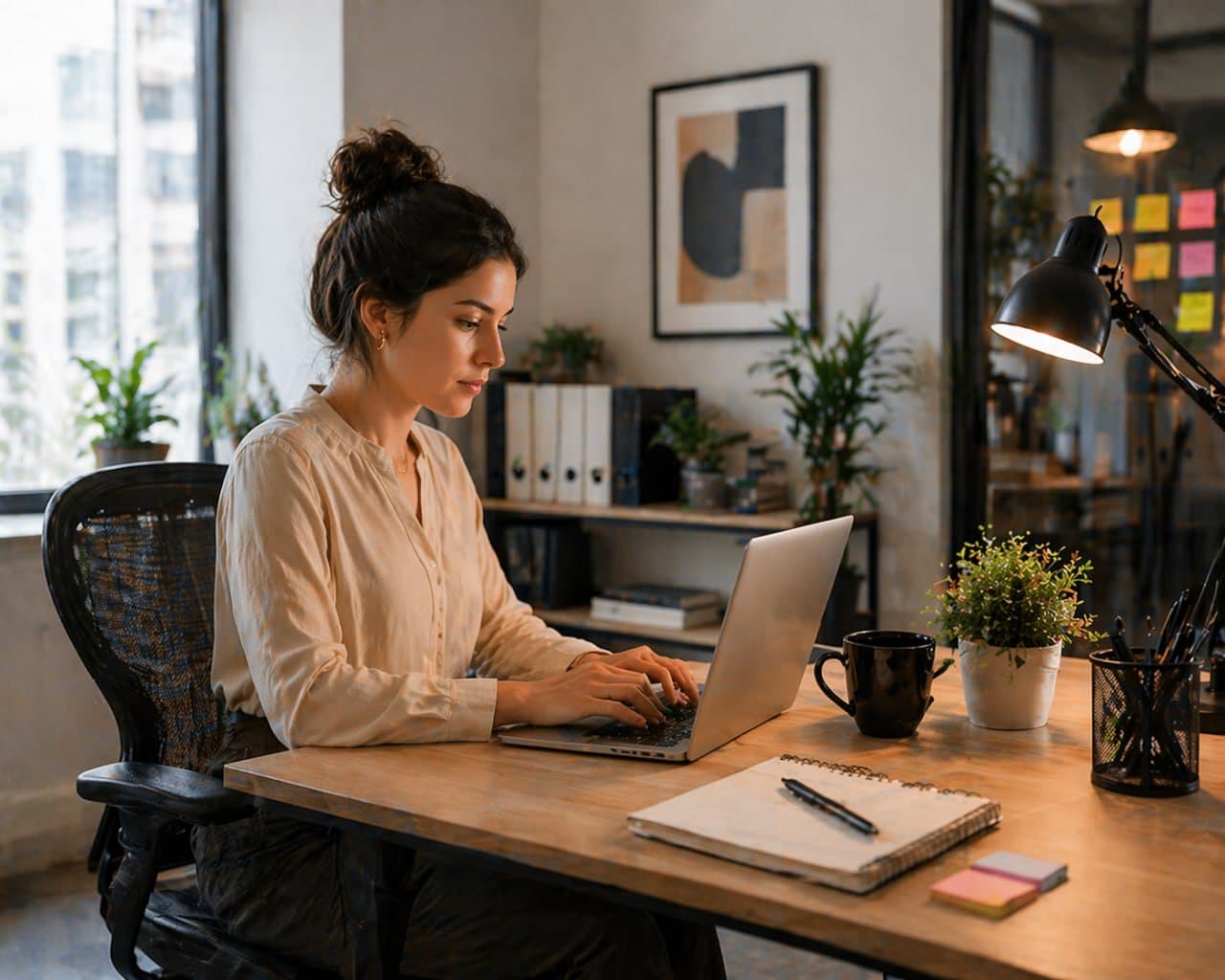 Professional woman using Hubnity automated timesheets