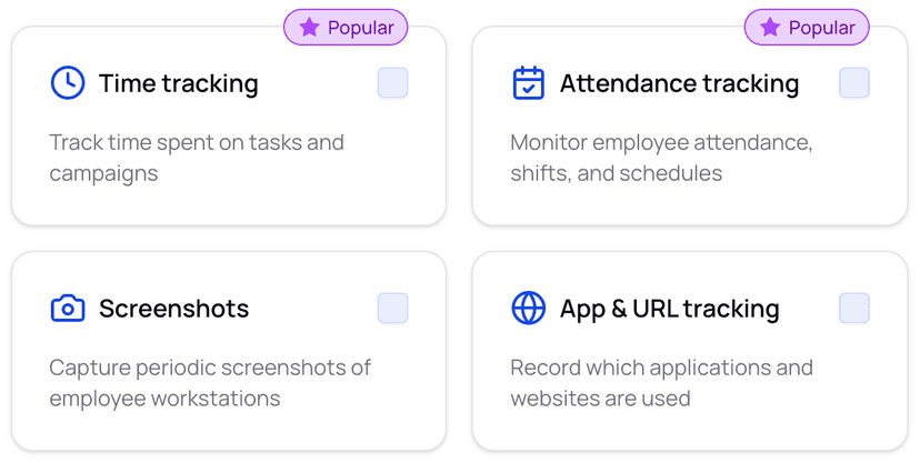 Hubnity organization setup and tracking settings screen
